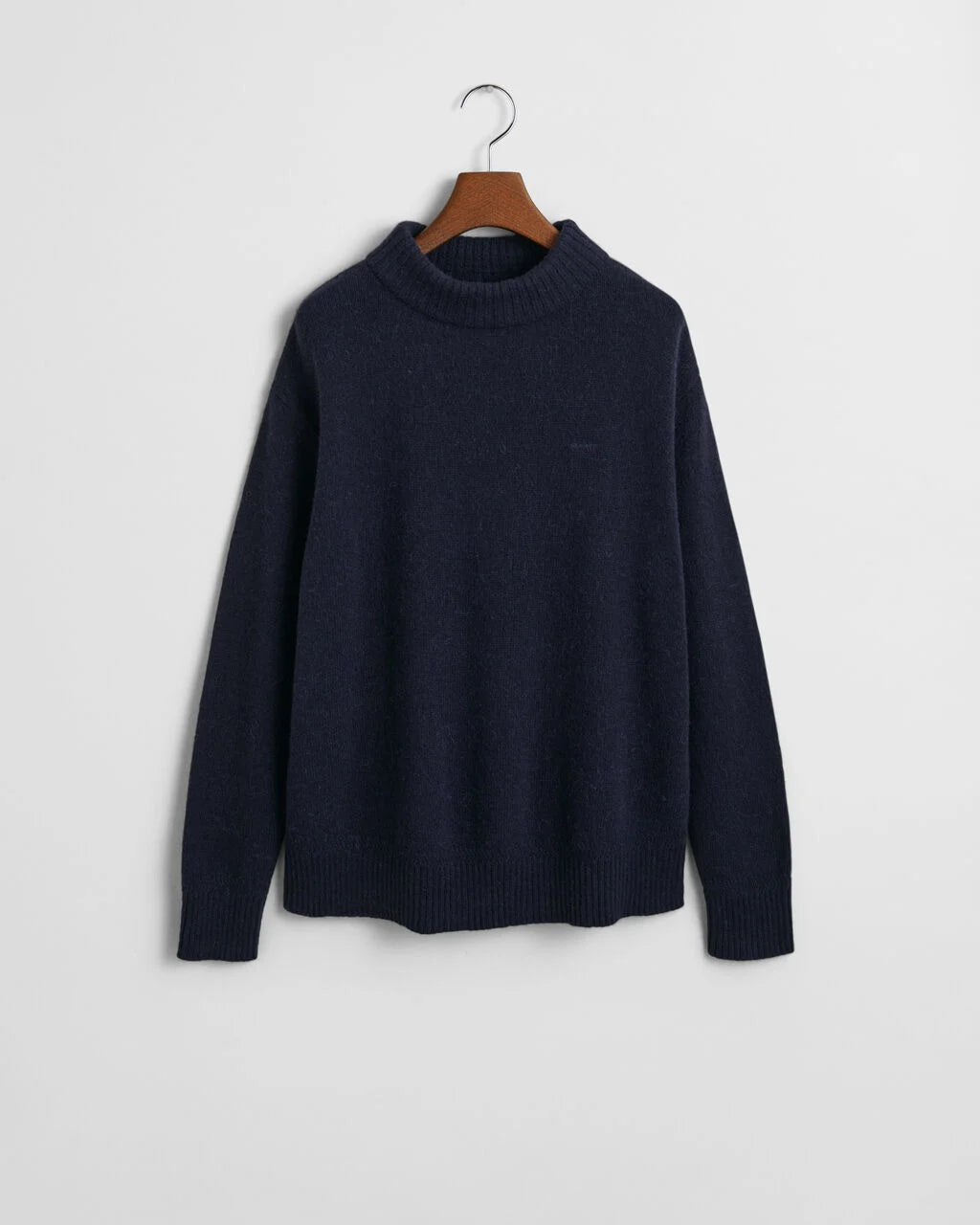 Wool Blend Stand Collar Sweater - Evening Blue