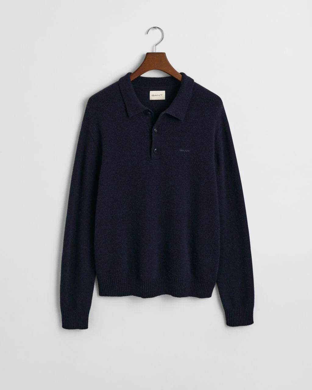 Wool Blend Polo Sweater - Evening Blue