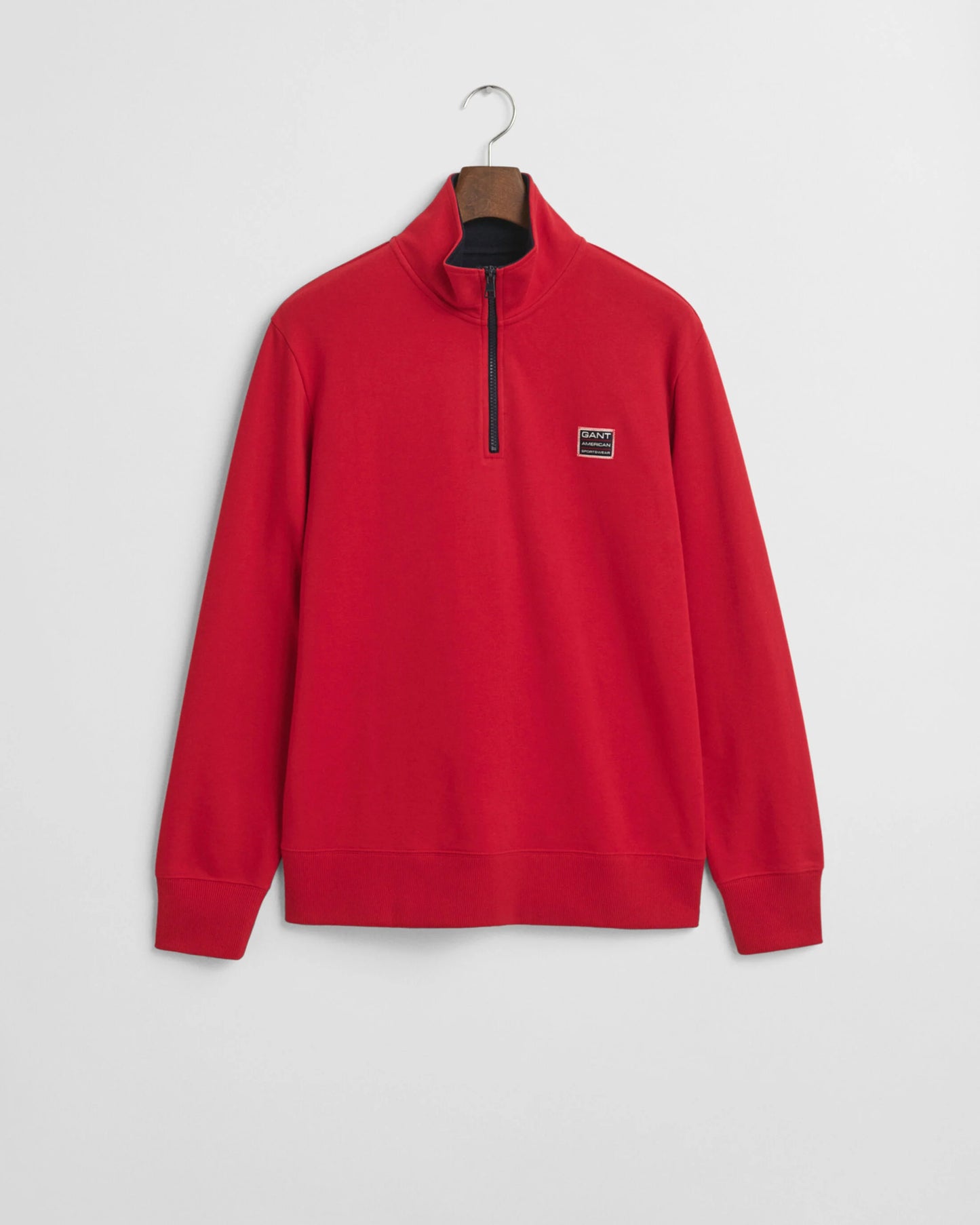 Contrast Half-Zip Sweatshirt - Ruby Red