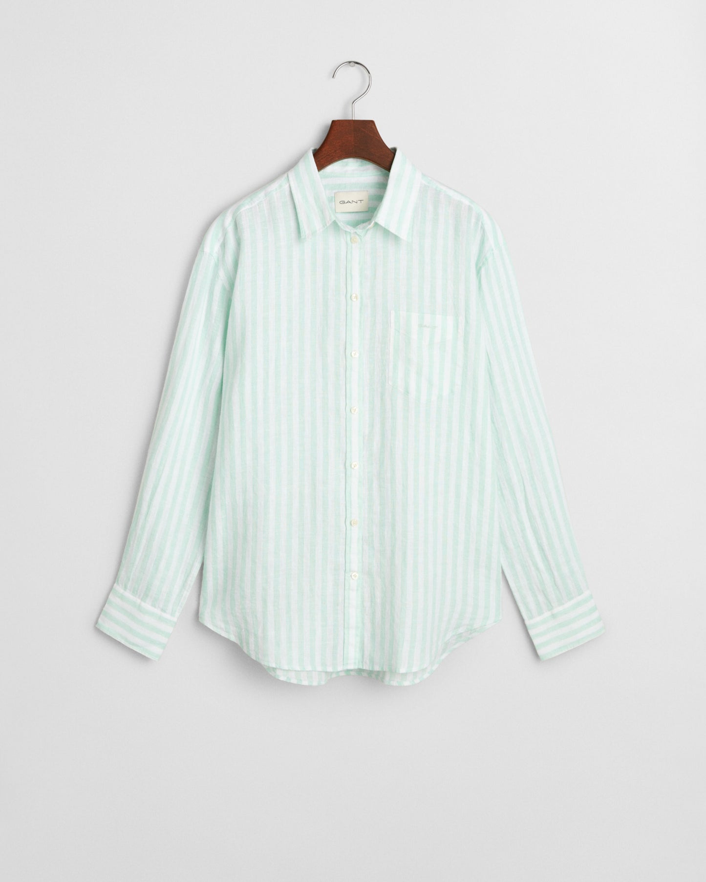 Relaxed Fit Striped Linen Shirt - Faded Mint