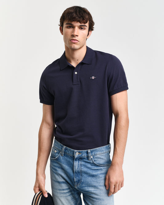 Regular Fit Shield Piqué Polo Shirt - Evening Blue