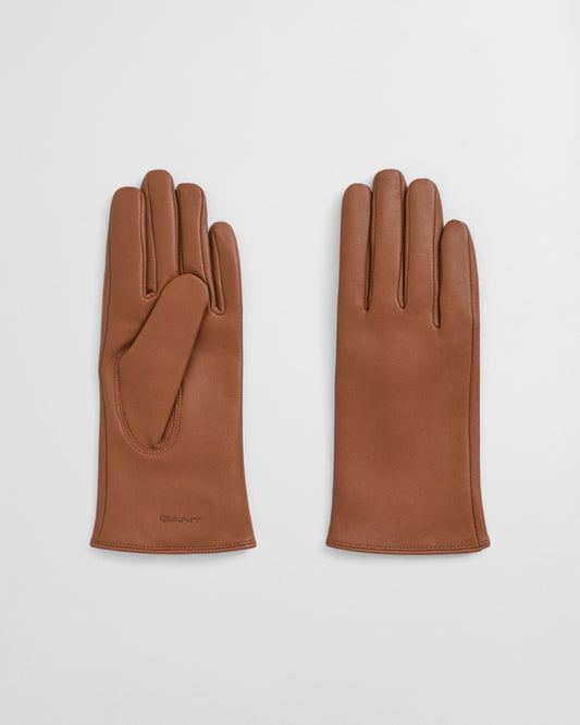 Women's Cashmere Lined Leather Gloves - Cognac