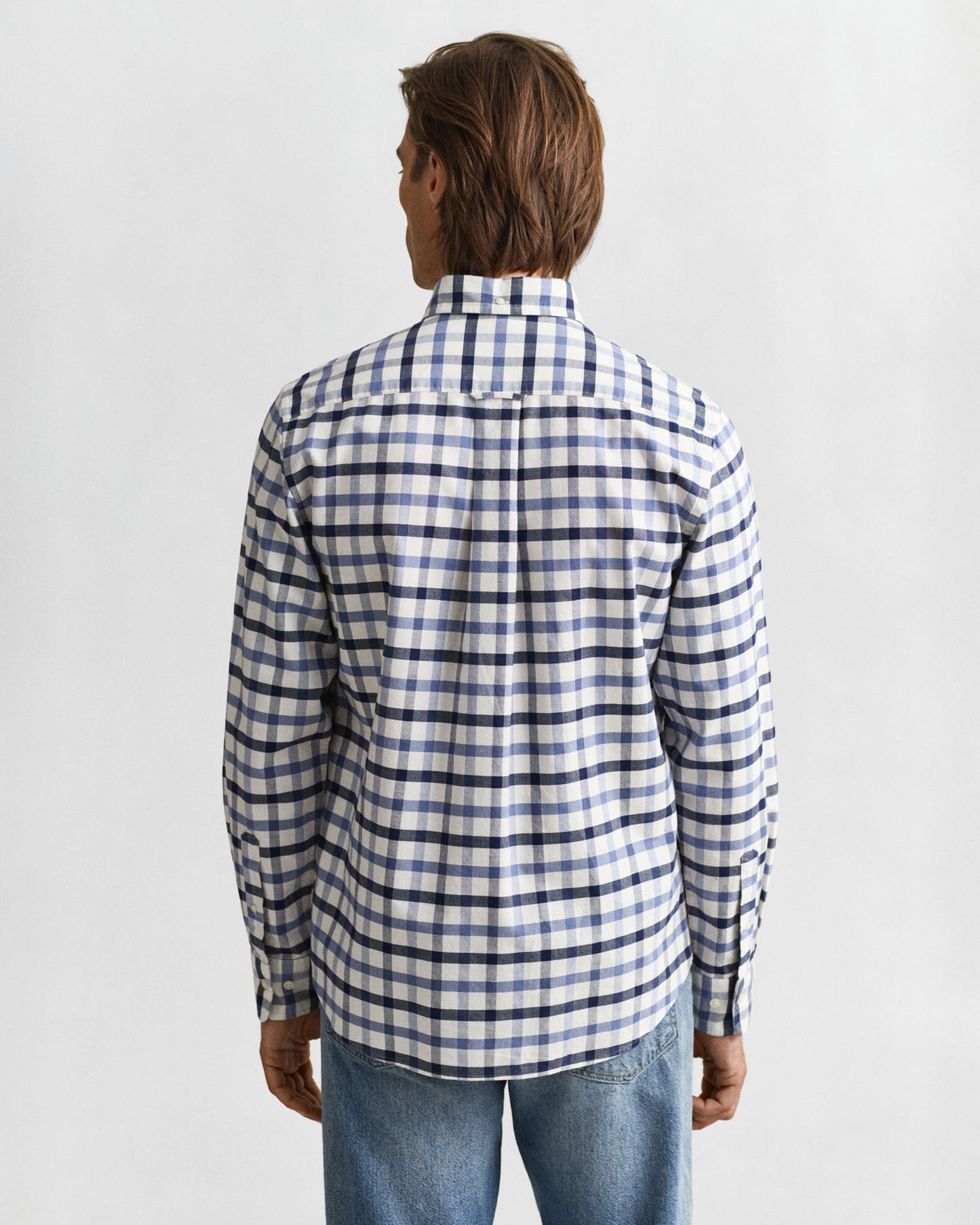 Regular Fit Oxford Check Shirt - Faded Denim