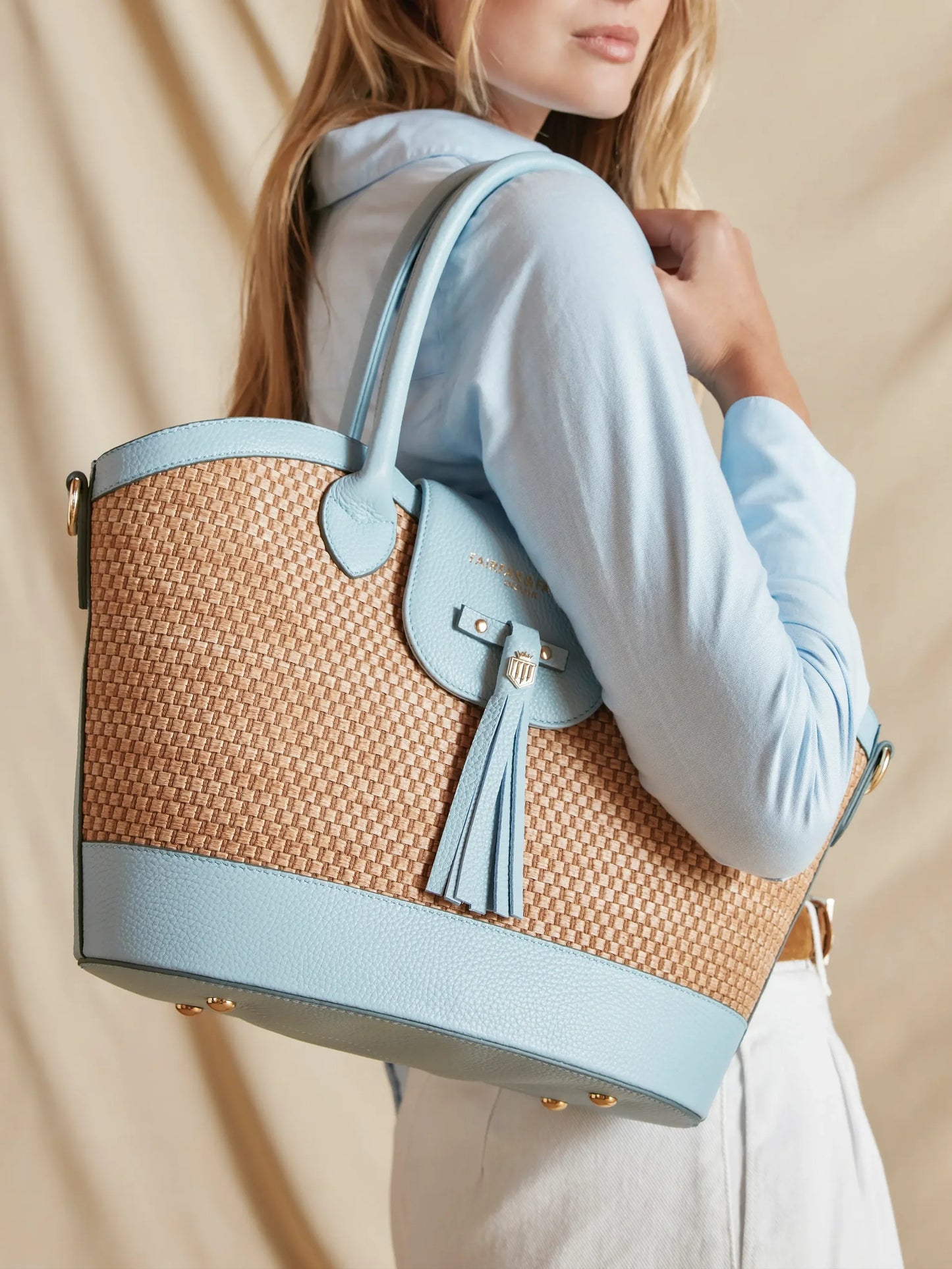 Windsor Basket Bag - Sky Blue Leather - STOCKIST EXCLUSIVE