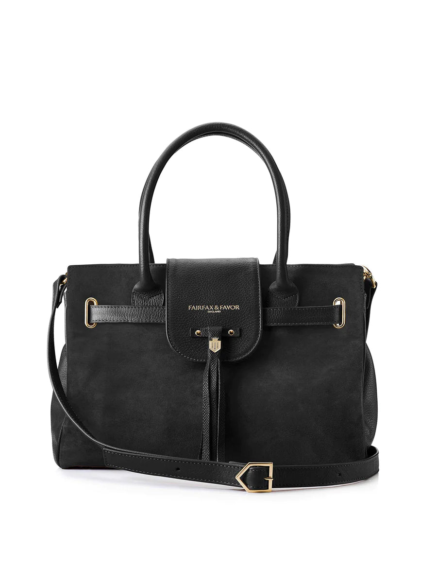 Windsor Handbag - Black Suede